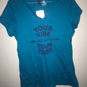 Blue tee shirt with quote